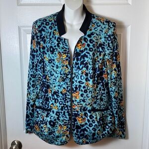 Mark Zunino Size L Animal Floral Zip Front BlazerJacket